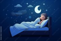 Cartoon illustration of a child sleeping in the bed in night time Stock ... Best Apps For Productivity On Mobile Devices